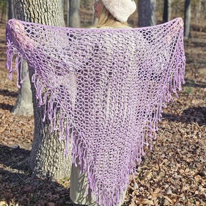 Handmade Crochet Pink Shawl with Fringe – Lacy Wrap, Scarf, and Shawl, OEKO-TEX Certified Yarn.