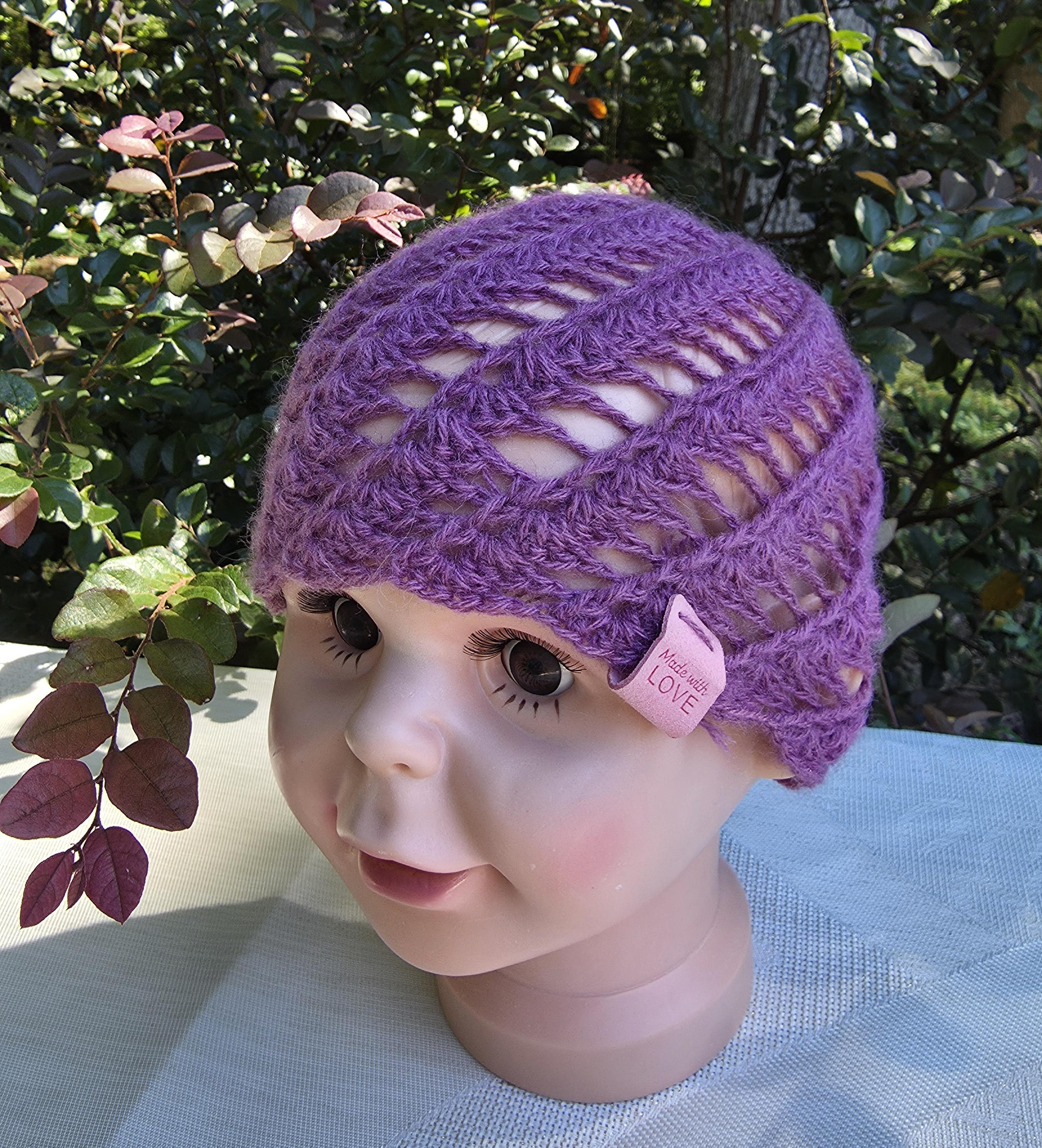 Purple Crochet Handmade Beanie Hat Crochet Beanie Hat Handmade – Quotidian Crafts main image 3