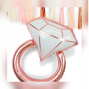 Engagement Party Balloon Rose Gold Giant Solitaire Ring Wedding Proposal Vow Renewal Elegant Decoration Couple Photo Prop