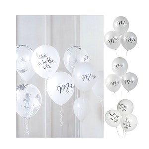 Mr and Mrs Latex Balloons Wedding Balloons Love Is In the Air  Latex Balloons Wedding Party Supplies White Wedding Engagement Balloons