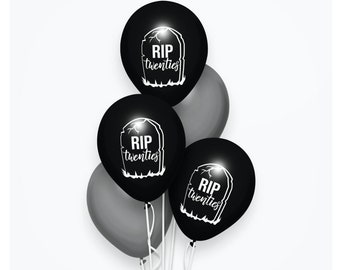 R.I.P Twenties Birthday Black Balloons Set, Black Minimalist Party Supply Decor, Rest in Peace 20s, Happy 30th Birthday, Adult Life