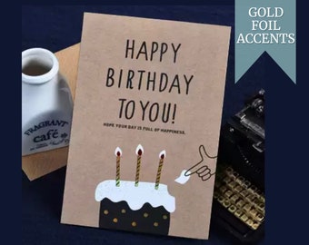 Feliz cumpleaños Kraft tarjeta de felicitación, feliz cumpleaños a las tarjetas, tarjeta de pastel de cumpleaños para el amigo, tarjetas de cumpleaños lindos divertidos, tarjeta de pastel divertido