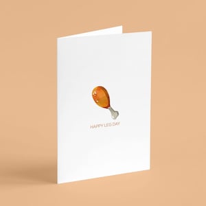 Tarjeta de felicitación divertida de Acción de Gracias Día de la Pierna Pavo Muslo Gimnasio Fitness Entrenamiento Tarjeta de celebración de vacaciones de otoño para amigos Familia Entrenador