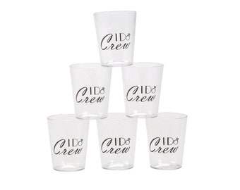Vasos de chupito "I Do Crew" de plástico reutilizable para despedida de soltera, fiesta nupcial, compromiso o boda.