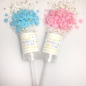 Twinkle Twinkle Little Star Género Revelar Confeti Popper, Twinkle Twinkle Star Confeti Push Pop, Twinkle Twinkle Género Revelar Decoraciones