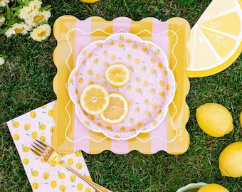 Lemon Tableware MIX and MATCH Spring Summer Mediterranean Italy Citrus Country Chic Farmhouse Garden Picnic Party Supply Plates Napkins