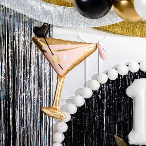 Martini Glass Balloon Large Foil Cocktail Glass Floating Decoration for New Year Eve Birthday Engagement Bachelorette Bridal Shower Wedding