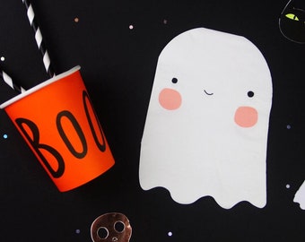 Cute Ghost Napkins Set Halloween Party Decoration White Paper Tissues Spooky Boo Cocktail Beverage Size Recyclable Tableware