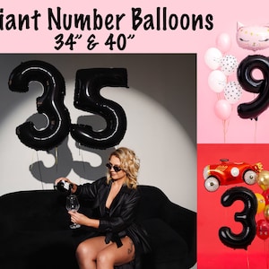 Black Number Balloons Giant Huge 40inch 0 to 9 Birthday Photo Shoot Prop Selfie Anniversary Milestone Age Year Party Decor Photo Backdrop