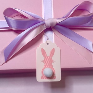 Ostergeschenk Anhänger Gedruckte Karten Hase Schwanz Pink Tupfen Zum Von Wunschkarten Partybevorzugung Leckerei Ostern Korb Anhänger für Lehrer Mama Mitarbeiterin