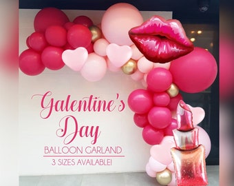 Galentine's Day Pink Balloon Bundle Set DIY Garland Valentine's Day Lipstick Balloon Arch Decoration Balloons Party Supply Kit with Tools