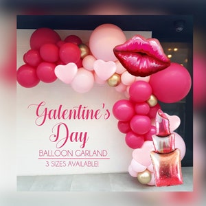 Galentine's Day Pink Balloon Bundle Set DIY Garland Valentine's Day Lipstick Balloon Arch Decoration Balloons Party Supply Kit with Tools