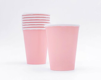 Light Pink Paper Cups Minimalist Beverage Stadium Cups Party Events Baby Shower Girly Birthday Wedding Versatile Party Supply Eco Friendly