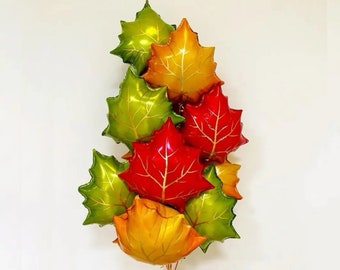 LEAF BALLOON with Color Selections Maple Leaf Fall Autumn Thanksgiving Harvest Decoration Neutral Botanical Boho Rustic Party Supply