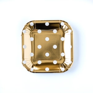 CLEARANCE Gold and White Polka Dot Paper Plates Gold Polka Dot