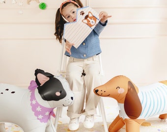 Freestanding Dog Balloon FRENCHIE CORGI DACHSHUND Animal Foil Puppy Pet Theme Party Photo Prop Adoption Day Kids Birthday Decoration