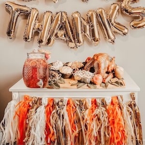 Tassel Garland in Fall Colors Rich Luxurious Fringe Metallic Orange Brown Tissue Paper Garland DIY Kit Thanksgiving Harvest Autumn Decor