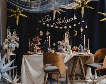 EID DECORATION 3D Foil Star Balloon Assorted COLORS Large Hanging Standing Islamic Muslim Décor Party Supply Backdrop Ramadan