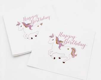 Einhorn-Party Einladungen – 12 Stück Mit Umschlägen, A7 Format, Doppelseitig Bedruckt, Goldfolienveredelt