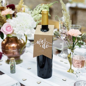 Bottle Hang Tag WE DO Rustic Kraft Tags for Wedding Engagement Wine Champagne Prosecco Bottle Customization Guest Gift Party Favor