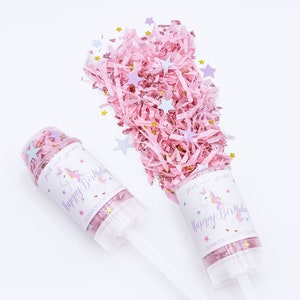Einhorn Konfetti Popper, Einhorn Konfetti Pushpops, Einhorn Geburtstag Konfetti Poppers, Einhorn Geburtstag Party Zubehör, Konfetti Einhorn