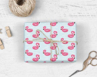 Flamingo Wrapping Paper Multi Occasion Fun Summer Exotic Tropical Hawaii Luau Vibrant Gift Wrap Pool Beach Party Present Packaging