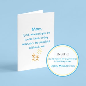 Divertida tarjeta del Día de la Madre de los niños Hijo Hija Minimalista Humorístico Minimalista Tarjeta de felicitación juguetona para mamá