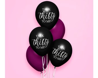 30 Geburtstags-Ballons Schwarz Minimalist Moderne Luftballons Sprechen Sie mit mir Bday Dekoration Geschenk Blumenstrauß Party Versorgung