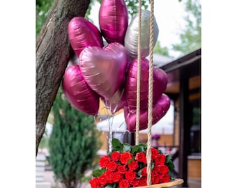 Pink Heart Balloon Bundle Matte Romantic Decoration Matte Foil Balloon Bouquet Valentine's Day Anniversary Love Photo Backdrop Party Supply