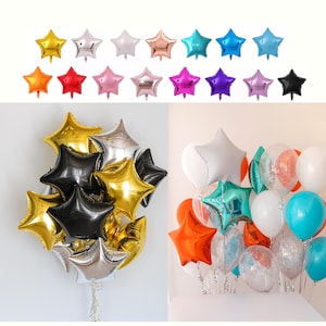 Foil Star Balloons ASSORTED COLORS Celestial Magical Party Bridal Baby Shower Birthday Valentine’s Day Prom Sweet 16 Wedding Decoration