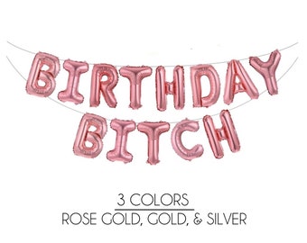 Birthday Bitch Balloon Garland Rose Gold Adult Sweary 21st 30th 50th Birthday Party Supply Ladies Night Rude Banner Large Decoration