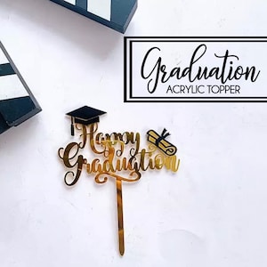Decoración para tarta de graduación, gorra académica dorada y negra, Diploma, postre, selección de comida, universidad, escuela secundaria, clase de graduación, suministro para fiestas 2022