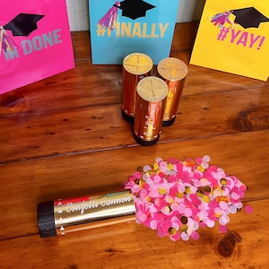 Petit canon à confettis avec du papier de soie or rose Sexe révélateur de remise des diplômes bébé douche nuptiale anniversaire lanceur de confettis lanceur popper