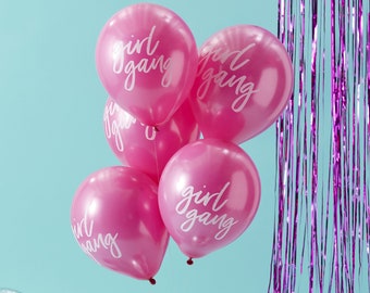 Girl Gang Pink Balloons Set Party Decor Bachelorette Birthday Girls Hen Night Out Squad Goals Adult Ladies Balloons Feminist Bridesmaid