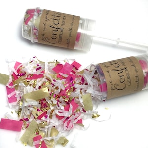 Rosa und Gold Konfetti Push Pop, rosa Konfetti Partei gefallen, Push Pop Konfetti Party gefallen, Bachelorette Party Konfetti Party Popper