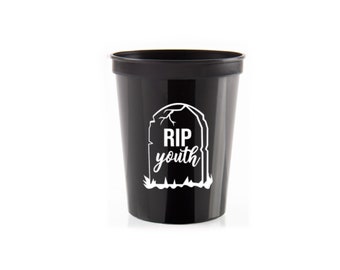 RIP Youth Plastic Cups Funny Birthday Party Supply Black Reusable Drinkware Beverage Cocktail Cup 30 40 50 Unisex Birthday Tableware