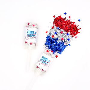 Patriotischer Konfetti Popper Sterne Streifen Rot Blau Kinderfreundliche Push Open Konfetti American Memorial Day Vierter Juli Party Angebot Favor