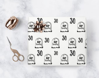 30th Birthday Gift Paper Death To RIP Twenties Funny Humorous Bday Present Packaging Milestone Birthday Paper Wrapper
