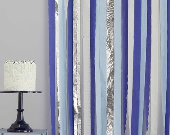 Party Luftschlangen Vorhang in Blau und Silber Folie Fransen Hintergrund Fotostand Wand Tür Dekoration für Jungen Baby Shower Geburtstag Graduierung