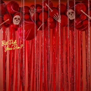 Halloween Backdrop SKULLS and BLOOD Red Vibrant Bold Bloody Bones Death Crime Scene Horror Streamer Wall Décor Party Entryway Decor