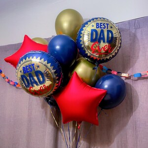 BEST DAD EVER Ballon Bundle in Rot Gold Blau Retro Geburtstag Vatertag Dekoration Geschenk Überraschungsparty Zeichen No 1 Dad