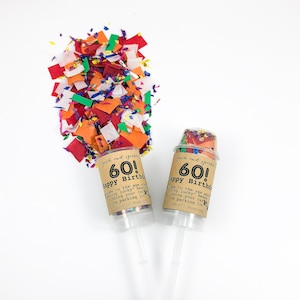60. Geburtstag Konfetti Popper Vater Mutter Großeltern Bunt Seidenpapier Push Pops Meilenstein Happy Birthday Party Zubehör