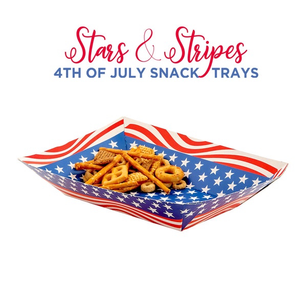 4TH Of July Paper Plate Snack Appetize Finger Food Serving Tray Patriotic Stars Stripes Disposable Tableware Serveware BBQ Party Supply