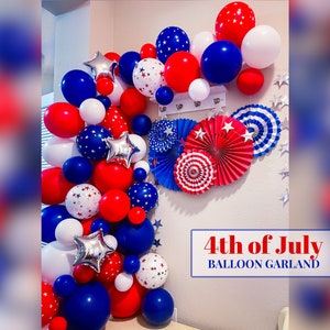 USA Balloon Arch Red White and Blue 4 July Memorial President Day Patriotic Ethnic Decoration DIY Kit Arch Large Photo Prop