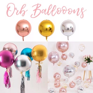 Foil Orb Balloons Large Gold Silver Rose Gold Elegant Decoration Shiney Mirrored Sphere Balloon Wedding Anniversary Birthday Floating