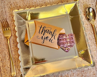 Caja de recuerdo de fiesta, gracias, minimalista, marrón, Kraft, caja de almohada, ducha de boda, regalo de cumpleaños, embalaje, regalo pequeño, golosinas, contenedores de dulces