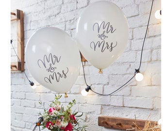 MR and MRS White BALLOONS for Wedding  Engagement Just Married Newlywed Bridal Shower Party Decoration Couple’s Bride Groom Prop Backdrop