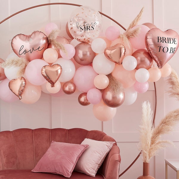 BRIDAL SHOWER BALLOON Arch Garland Statement Decoration Bride To Be Future Mrs Rose Gold Pink Bachelorette Engagement Party Supply Diy Kit