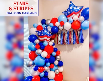 4 of July Party Decoration American Flag Star Blue White Red Patriotic Balloon Bundle Giant Party Prop Entryway Garden Yard Decor