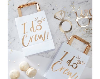 I Do Crew Gift Bags, Bachelorette Gift Bags, White and Gold Gift Bags, Gift Bag Set, Gifts for Bachelorette Party Guests, Bachelorette Bags
